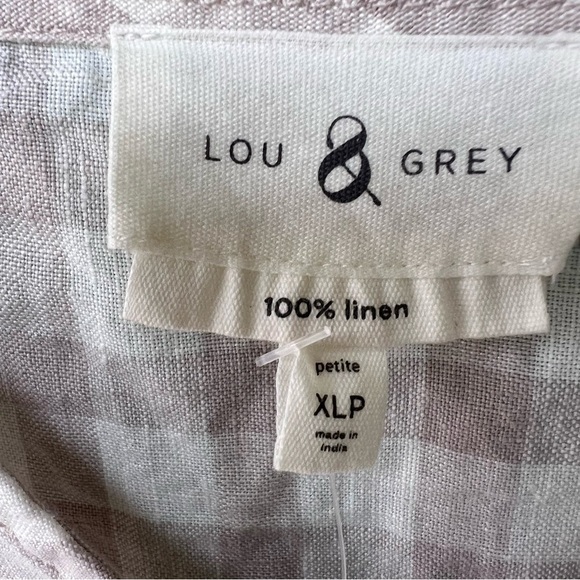 LOU & GREY LINEN GINGHAM CHECK BOXY FIT PULLOVER SS TOP SIZE XL NWT - Picture 6 of 7